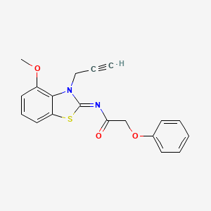 molecular formula C19H16N2O3S B2666611 N-[(2Z)-4-methoxy-3-(prop-2-yn-1-yl)-2,3-dihydro-1,3-benzothiazol-2-ylidene]-2-phenoxyacetamide CAS No. 868674-96-8