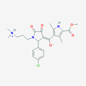molecular formula C24H28ClN3O5 B266662 (E)-{2-(4-chlorophenyl)-1-[3-(dimethylammonio)propyl]-4,5-dioxopyrrolidin-3-ylidene}[5-(methoxycarbonyl)-2,4-dimethyl-1H-pyrrol-3-yl]methanolate 