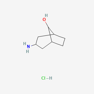 molecular formula C8H16ClNO B2666626 3-Aminobicyclo[3.2.1]octan-8-ol hydrochloride CAS No. 1810070-08-6