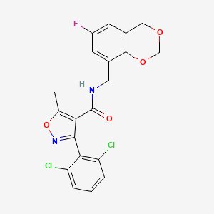 molecular formula C20H15Cl2FN2O4 B2666639 3-(2,6-dichlorophenyl)-N-[(6-fluoro-4H-1,3-benzodioxin-8-yl)methyl]-5-methyl-1,2-oxazole-4-carboxamide CAS No. 685830-87-9