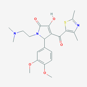 molecular formula C22H27N3O5S B266664 5-(3,4-dimethoxyphenyl)-1-[2-(dimethylamino)ethyl]-4-[(2,4-dimethyl-1,3-thiazol-5-yl)carbonyl]-3-hydroxy-1,5-dihydro-2H-pyrrol-2-one 