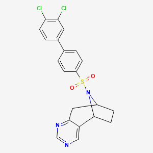 molecular formula C21H17Cl2N3O2S B2666640 (5R,8S)-10-((3',4'-二氯-[1,1'-联苯]-4-基)磺酰)-6,7,8,9-四氢-5H-5,8-环丙氨基环庚[d]嘧啶 CAS No. 2058731-21-6