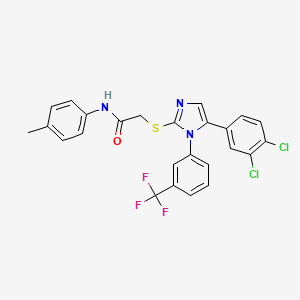 molecular formula C25H18Cl2F3N3OS B2666642 2-((5-(3,4-dichlorophenyl)-1-(3-(trifluoromethyl)phenyl)-1H-imidazol-2-yl)thio)-N-(p-tolyl)acetamide CAS No. 1226433-25-5