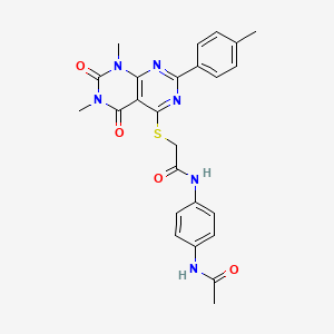 molecular formula C25H24N6O4S B2666661 N-(4-乙酰氨基苯基)-2-((6,8-二甲基-5,7-二氧代-2-(对甲苯基)-5,6,7,8-四氢嘧啶并[4,5-d]嘧啶-4-基)硫)乙酰胺 CAS No. 921080-69-5