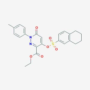 molecular formula C24H24N2O6S B2666678 Ethyl 6-oxo-4-(((5,6,7,8-tetrahydronaphthalen-2-yl)sulfonyl)oxy)-1-(p-tolyl)-1,6-dihydropyridazine-3-carboxylate CAS No. 899959-59-2