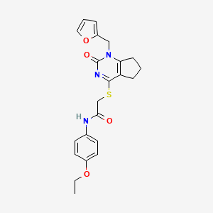 molecular formula C22H23N3O4S B2666685 N-(4-乙氧基苯基)-2-((1-(呋喃-2-基甲基)-2-氧代-2,5,6,7-四氢-1H-环戊[d]嘧啶-4-基)硫)乙酰胺 CAS No. 899955-01-2