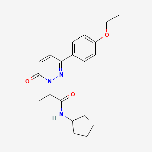 molecular formula C20H25N3O3 B2666689 N-cyclopentyl-2-(3-(4-ethoxyphenyl)-6-oxopyridazin-1(6H)-yl)propanamide CAS No. 1203395-52-1