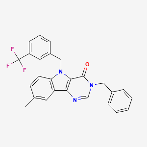 molecular formula C26H20F3N3O B2666706 3-benzyl-8-methyl-5-(3-(trifluoromethyl)benzyl)-3H-pyrimido[5,4-b]indol-4(5H)-one CAS No. 1189999-19-6