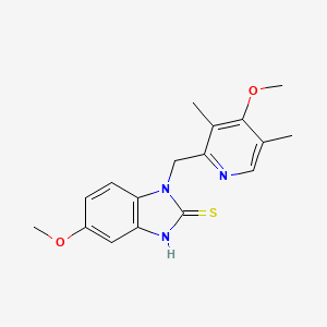 molecular formula C17H19N3O2S B2666715 6-Methoxy-3-[(4-methoxy-3,5-dimethylpyridin-2-yl)methyl]-1H-benzimidazole-2-thione CAS No. 2172067-54-6