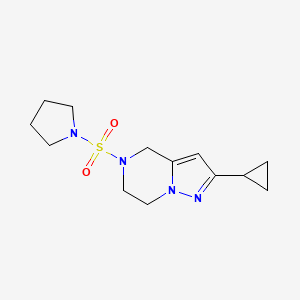 molecular formula C13H20N4O2S B2666716 2-环丙基-5-(吡咯啉-1-基磺酰)-4,5,6,7-四氢嘧啶并[1,5-a]嘧啶 CAS No. 2034294-73-8