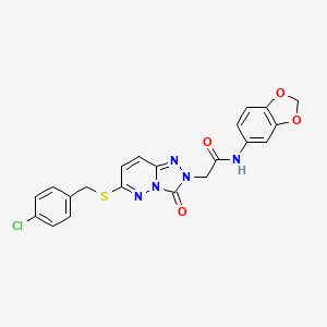 molecular formula C21H16ClN5O4S B2666719 N-1,3-benzodioxol-5-yl-2-[6-[(4-chlorobenzyl)thio]-3-oxo[1,2,4]triazolo[4,3-b]pyridazin-2(3H)-yl]acetamide CAS No. 1040643-47-7
