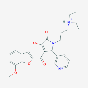 molecular formula C26H29N3O5 B266672 (E)-{1-[3-(diethylammonio)propyl]-4,5-dioxo-2-(pyridin-3-yl)pyrrolidin-3-ylidene}(7-methoxy-1-benzofuran-2-yl)methanolate 