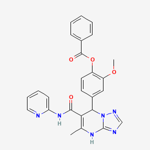 2-Methoxy-4-(5-methyl-6-(pyridin-2-ylcarbamoyl)-4,7-dihydro-[1,2,4]triazolo[1,5-a]pyrimidin-7-yl)phenyl benzoate
