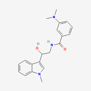 molecular formula C20H23N3O2 B2666725 3-(dimethylamino)-N-(2-hydroxy-2-(1-methyl-1H-indol-3-yl)ethyl)benzamide CAS No. 1448026-82-1
