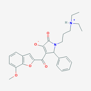 molecular formula C27H30N2O5 B266673 (E)-{1-[3-(diethylammonio)propyl]-4,5-dioxo-2-phenylpyrrolidin-3-ylidene}(7-methoxy-1-benzofuran-2-yl)methanolate 