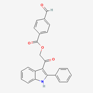 molecular formula C24H17NO4 B2666735 [2-氧代-2-(2-苯基-1H-吲哚-3-基)乙基] 4-甲酰基苯甲酸酯 CAS No. 926125-60-2