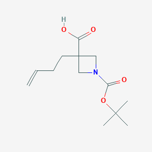 molecular formula C13H21NO4 B2666738 3-丁-3-烯基-1-[(2-甲基丙烯基)氧羰基]氮杂环丁烷-3-羧酸 CAS No. 2012859-63-9