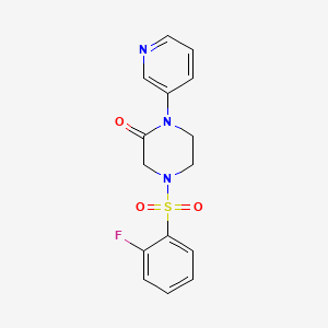 molecular formula C15H14FN3O3S B2666741 4-(2-Fluorobenzenesulfonyl)-1-(pyridin-3-yl)piperazin-2-one CAS No. 2097903-42-7