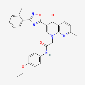 molecular formula C28H25N5O4 B2666748 4-{2-[4-(2-Methoxyphenyl)piperazin-1-yl]-2-oxoethoxy}-6-methyl-2-[4-(trifluoromethyl)phenyl]pyrimidine CAS No. 1032001-44-7