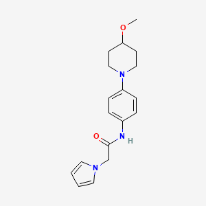 molecular formula C18H23N3O2 B2666758 N-(4-(4-methoxypiperidin-1-yl)phenyl)-2-(1H-pyrrol-1-yl)acetamide CAS No. 1796970-82-5