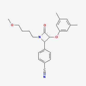 molecular formula C23H26N2O3 B2666760 4-[3-(3,5-Dimethylphenoxy)-1-(4-methoxybutyl)-4-oxoazetidin-2-yl]benzonitrile CAS No. 1241146-95-1
