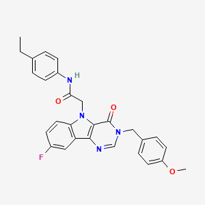 molecular formula C28H25FN4O3 B2666766 N-(4-ethylphenyl)-2-(8-fluoro-3-(4-methoxybenzyl)-4-oxo-3H-pyrimido[5,4-b]indol-5(4H)-yl)acetamide CAS No. 1185154-21-5