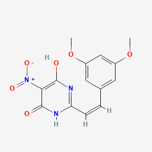 2-[(Z)-2-(3,5-dimethoxyphenyl)ethenyl]-6-hydroxy-5-nitropyrimidin-4(3H)-one