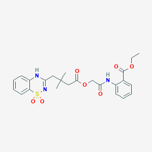 ethyl 2-[({[4-(1,1-dioxido-2H-1,2,4-benzothiadiazin-3-yl)-3,3-dimethylbutanoyl]oxy}acetyl)amino]benzoate