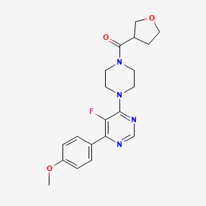 [4-[5-Fluoro-6-(4-methoxyphenyl)pyrimidin-4-yl]piperazin-1-yl]-(oxolan-3-yl)methanone