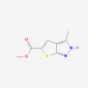 molecular formula C8H8N2O2S B2666785 methyl 3-methyl-1H-thieno[2,3-c]pyrazole-5-carboxylate CAS No. 873072-42-5