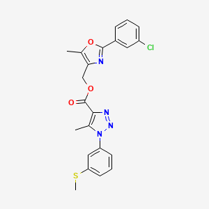 molecular formula C22H19ClN4O3S B2666786 [2-(3-chlorophenyl)-5-methyl-1,3-oxazol-4-yl]methyl 5-methyl-1-[3-(methylsulfanyl)phenyl]-1H-1,2,3-triazole-4-carboxylate CAS No. 946375-86-6