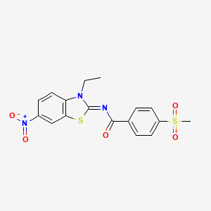 molecular formula C17H15N3O5S2 B2666793 (Z)-N-(3-ethyl-6-nitrobenzo[d]thiazol-2(3H)-ylidene)-4-(methylsulfonyl)benzamide CAS No. 896351-64-7