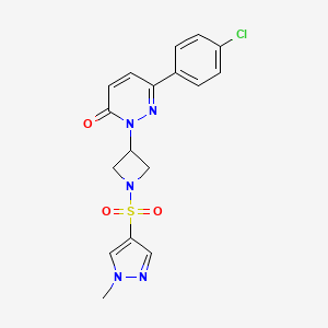 molecular formula C17H16ClN5O3S B2666796 6-(4-Chlorophenyl)-2-[1-(1-methylpyrazol-4-yl)sulfonylazetidin-3-yl]pyridazin-3-one CAS No. 2380182-25-0