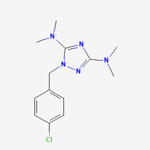 molecular formula C13H18ClN5 B2666800 1-[(4-chlorophenyl)methyl]-N3,N3,N5,N5-tetramethyl-1H-1,2,4-triazole-3,5-diamine CAS No. 338748-18-8