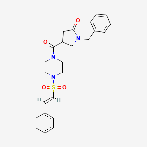 molecular formula C24H27N3O4S B2666807 1-benzyl-4-[4-[(E)-2-phenylethenyl]sulfonylpiperazine-1-carbonyl]pyrrolidin-2-one CAS No. 871552-30-6