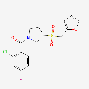 (2-Chloro-4-fluorophenyl)(3-((furan-2-ylmethyl)sulfonyl)pyrrolidin-1-yl)methanone