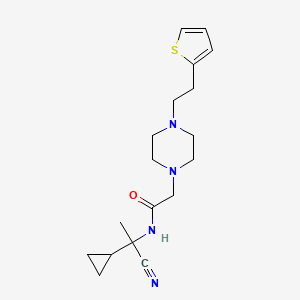 molecular formula C18H26N4OS B2666812 N-(1-cyano-1-cyclopropylethyl)-2-{4-[2-(thiophen-2-yl)ethyl]piperazin-1-yl}acetamide CAS No. 1241239-61-1