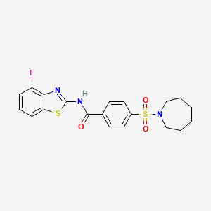 molecular formula C20H20FN3O3S2 B2666815 4-(azepan-1-ylsulfonyl)-N-(4-fluoro-1,3-benzothiazol-2-yl)benzamide CAS No. 862807-22-5