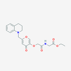molecular formula C21H24N2O6 B2666819 ethyl 2-(2-((6-((3,4-dihydroquinolin-1(2H)-yl)methyl)-4-oxo-4H-pyran-3-yl)oxy)acetamido)acetate CAS No. 898417-76-0