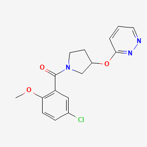 molecular formula C16H16ClN3O3 B2666820 (5-Chloro-2-methoxyphenyl)(3-(pyridazin-3-yloxy)pyrrolidin-1-yl)methanone CAS No. 2034254-90-3