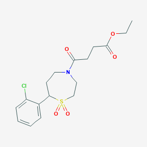 molecular formula C17H22ClNO5S B2666825 Ethyl 4-(7-(2-chlorophenyl)-1,1-dioxido-1,4-thiazepan-4-yl)-4-oxobutanoate CAS No. 2034458-98-3
