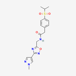 2-(4-(isopropylsulfonyl)phenyl)-N-((3-(1-methyl-1H-pyrazol-4-yl)-1,2,4-oxadiazol-5-yl)methyl)acetamide