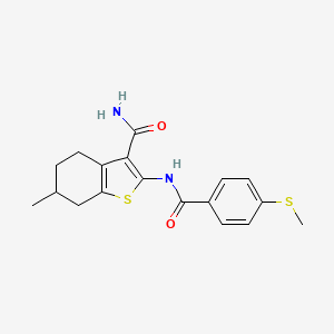 molecular formula C18H20N2O2S2 B2666835 6-Methyl-2-(4-(methylthio)benzamido)-4,5,6,7-tetrahydrobenzo[b]thiophene-3-carboxamide CAS No. 896352-14-0
