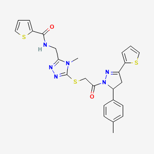 N-[[4-methyl-5-[2-[3-(4-methylphenyl)-5-thiophen-2-yl-3,4-dihydropyrazol-2-yl]-2-oxoethyl]sulfanyl-1,2,4-triazol-3-yl]methyl]thiophene-2-carboxamide