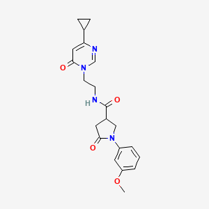 N-(2-(4-cyclopropyl-6-oxopyrimidin-1(6H)-yl)ethyl)-1-(3-methoxyphenyl)-5-oxopyrrolidine-3-carboxamide