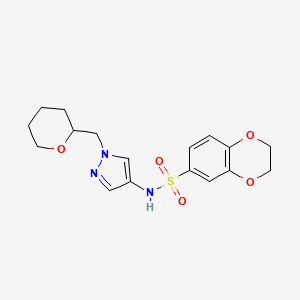 N-(1-((tetrahydro-2H-pyran-2-yl)methyl)-1H-pyrazol-4-yl)-2,3-dihydrobenzo[b][1,4]dioxine-6-sulfonamide