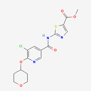molecular formula C16H16ClN3O5S B2666870 methyl 2-(5-chloro-6-((tetrahydro-2H-pyran-4-yl)oxy)nicotinamido)thiazole-5-carboxylate CAS No. 1903570-15-9