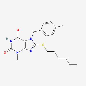 8-(hexylsulfanyl)-3-methyl-7-(4-methylbenzyl)-3,7-dihydro-1H-purine-2,6-dione