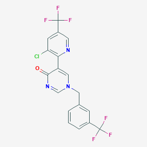 5-[3-Chloro-5-(trifluoromethyl)pyridin-2-yl]-1-[[3-(trifluoromethyl)phenyl]methyl]pyrimidin-4-one