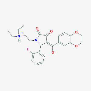 (E)-{1-[2-(diethylammonio)ethyl]-2-(2-fluorophenyl)-4,5-dioxopyrrolidin-3-ylidene}(2,3-dihydro-1,4-benzodioxin-6-yl)methanolate